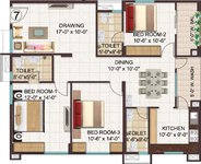 3 BHK Floor Plan Manjeera Monarch