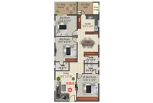 Floor Plan Of 3 BHk Apartment In RNR Fort View Towers