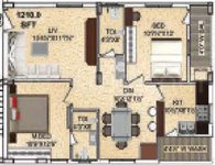 Floor Plan Of 2BHK Apartment in Girija Marvel